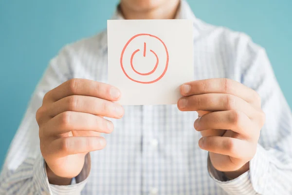 Power-Taste Zeichnung auf Papier — Stockfoto