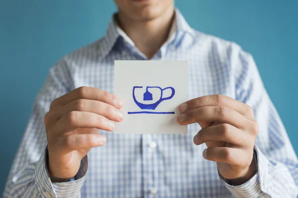 Té en taza icono en papel —  Fotos de Stock