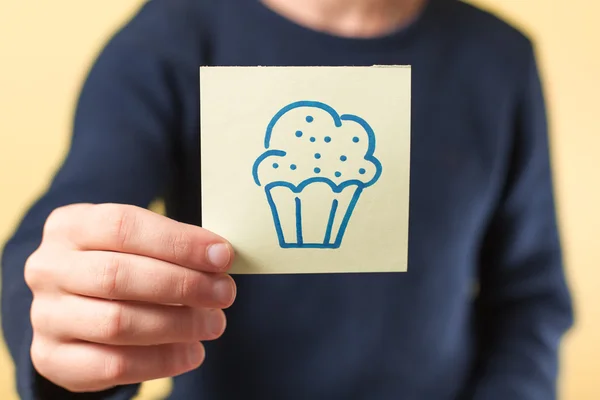 Disegno cupcake in mano — Foto Stock