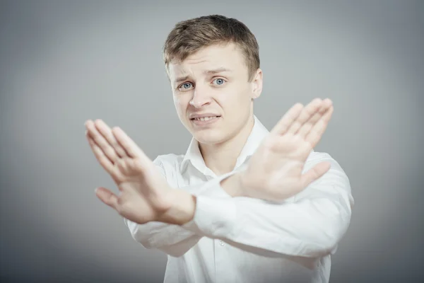 Homem mostrando parar gesto — Fotografia de Stock