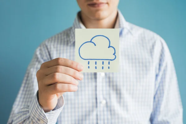 Rain cloud icon on paper — Stock Photo, Image
