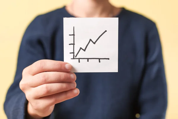 Business chart  drawing in hand — Stock Photo, Image