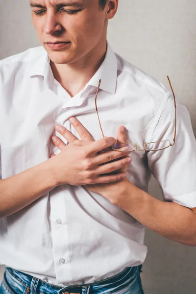 Man put his hands on his chest — Stock Photo, Image