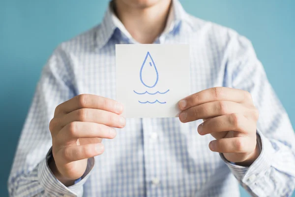 Drop and wave icon on paper — Stock Photo, Image
