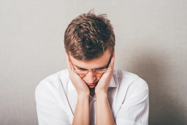 Man in glasses upset — Stock Photo, Image