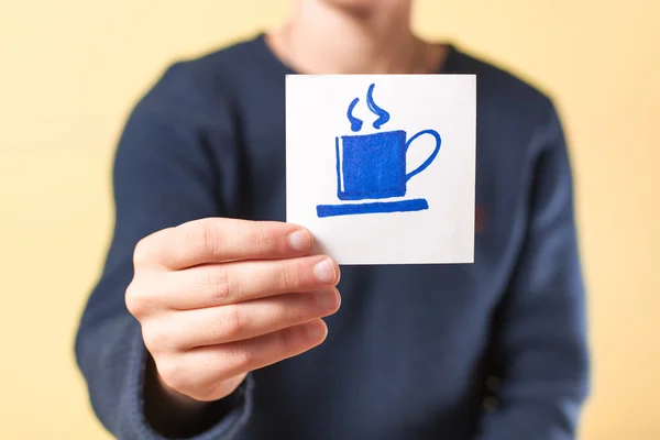 Cup of tea  drawing in hand — Stock Photo, Image