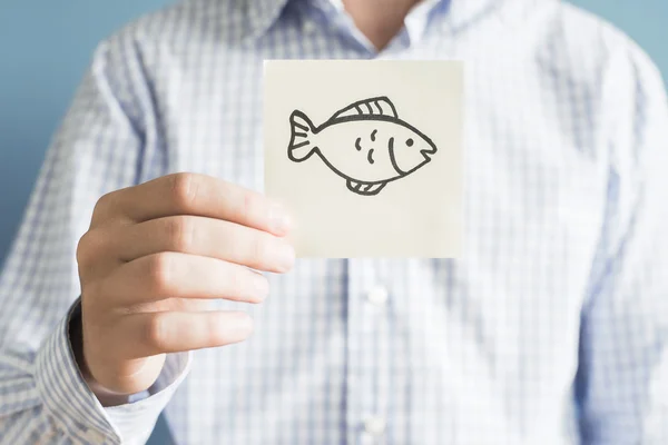 Dessin de poisson sur papier — Photo