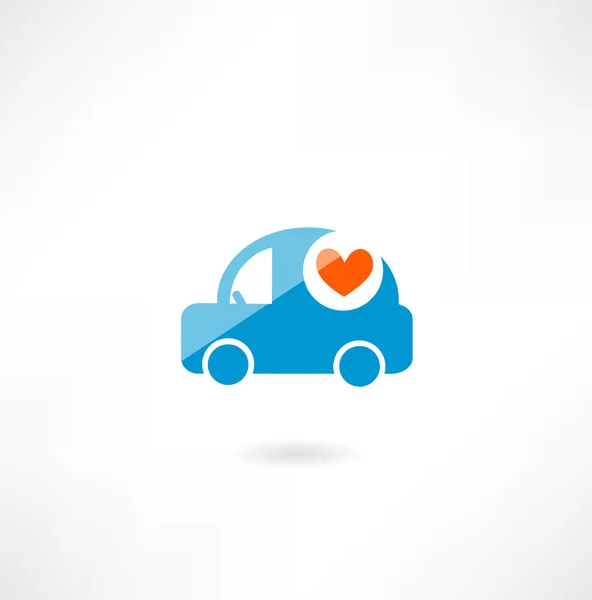 Coche con icono del corazón — Vector de stock