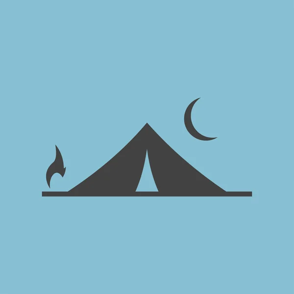 Tent en kampvuur pictogram — Stockvector