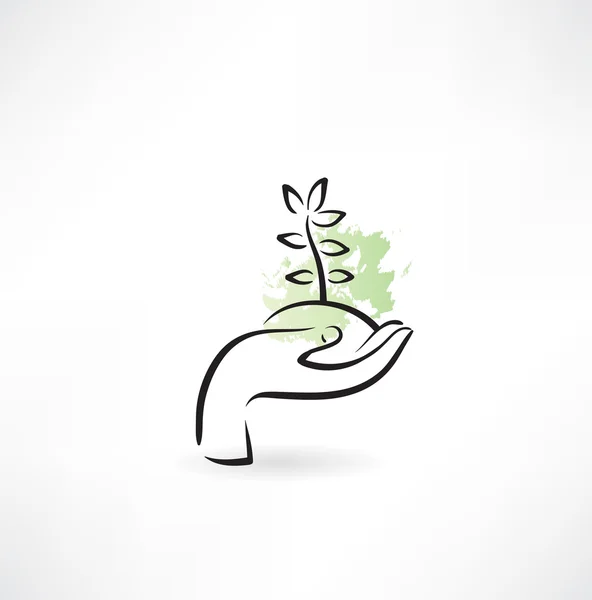 Planta de mano — Vector de stock