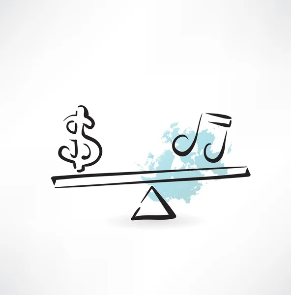 Dinheiro e ícone de música — Vetor de Stock