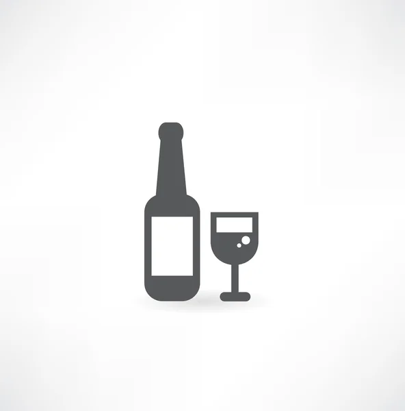 Botella de vino y copa — Vector de stock