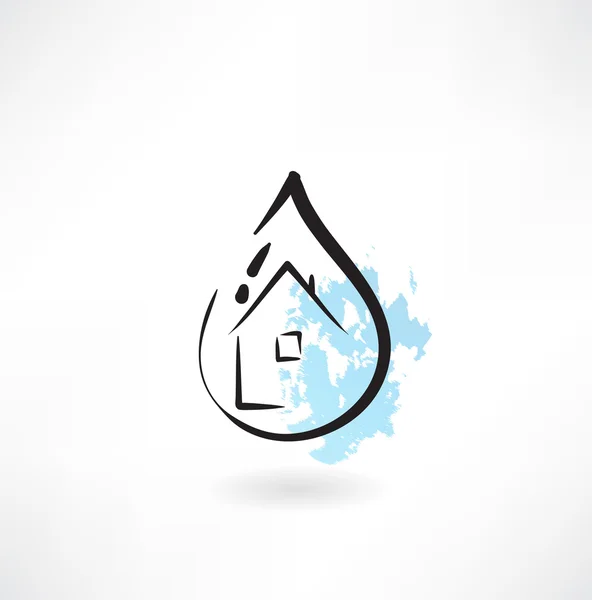 Casa en gota de agua — Vector de stock