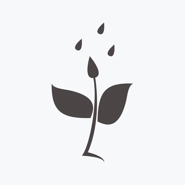 植物と雨のアイコン — ストックベクタ