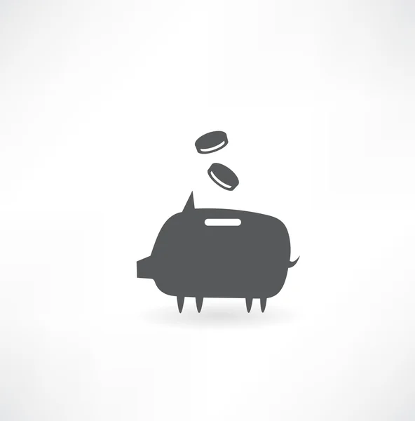 Cerdo con icono de dinero — Vector de stock