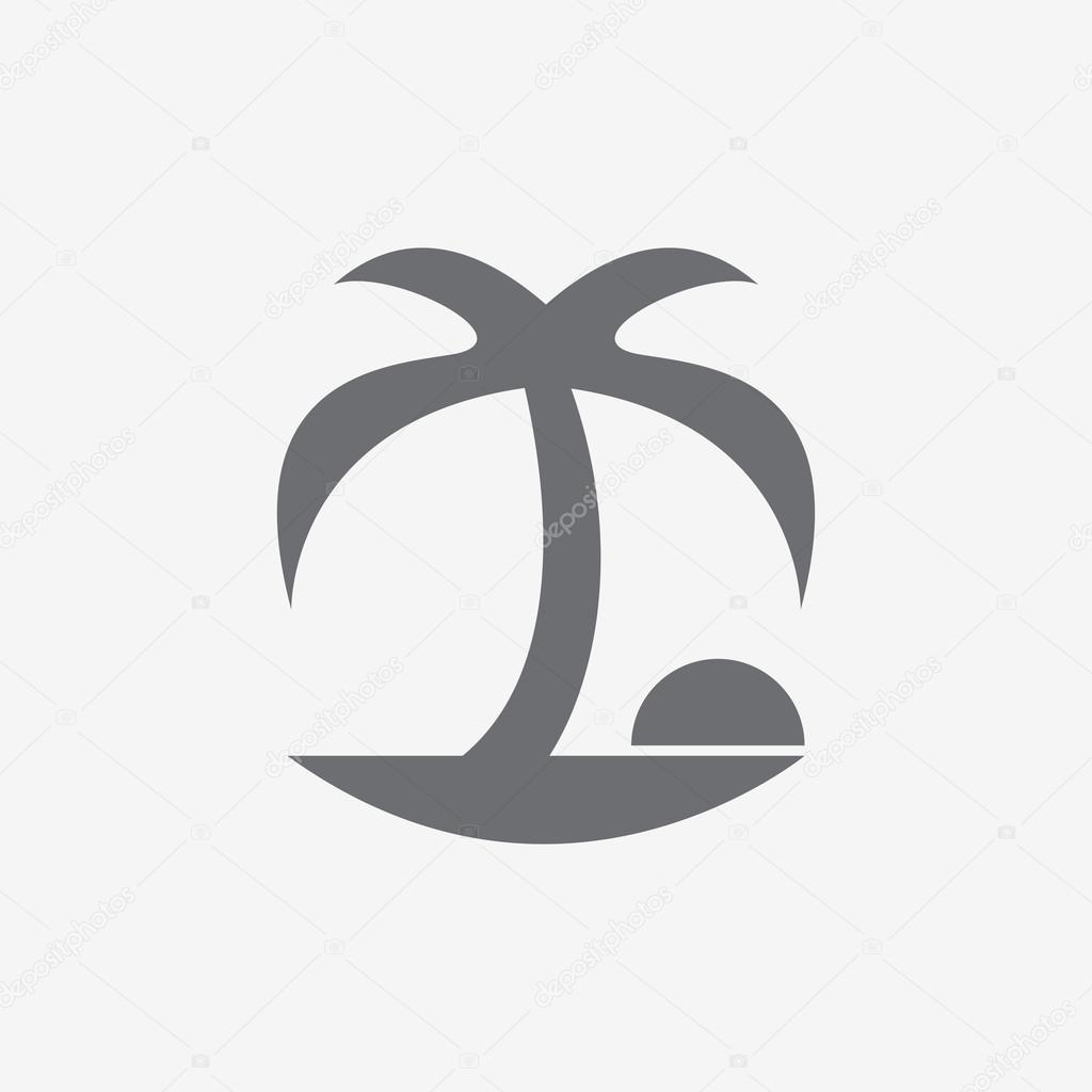 Coconut palm tree icons or symbols of travel graphic.