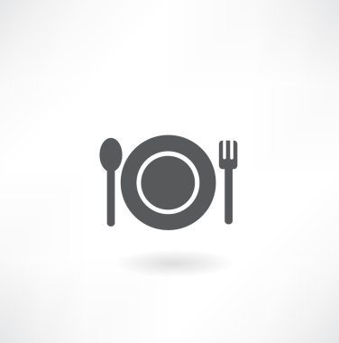 Plate with spoon and fork icon clipart