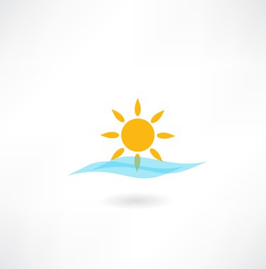 Sun with a cloud icon clipart