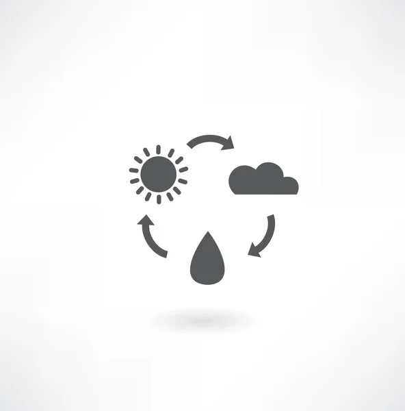 Sol, nubes, soltar el icono de flecha — Vector de stock