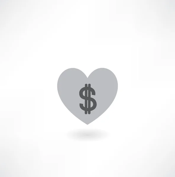 Heart with dollar icon — Stock Vector