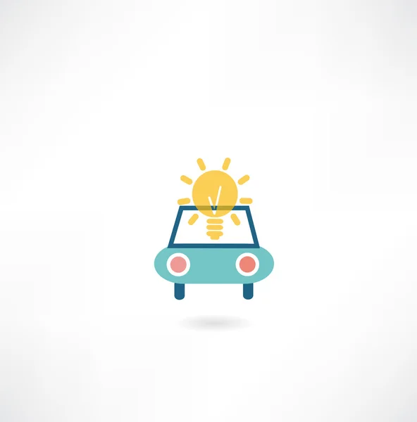 Coche con icono de idea — Vector de stock