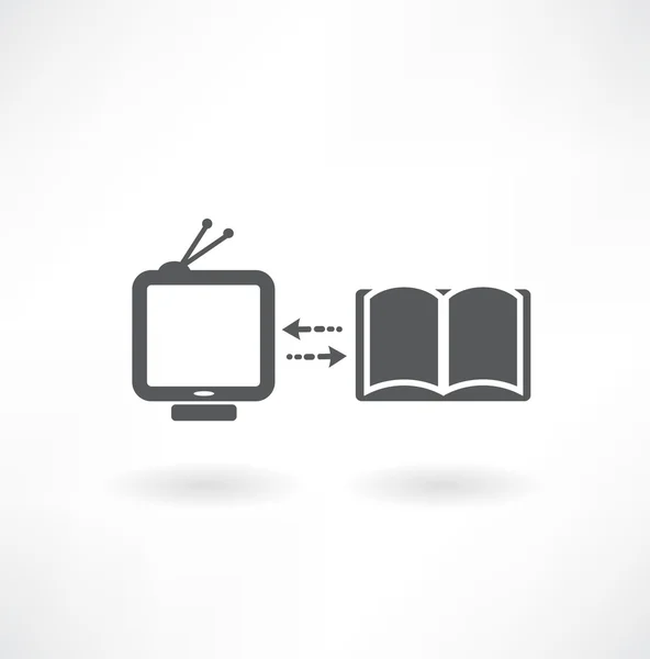 Icône TV et échange de livres — Image vectorielle