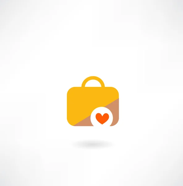 Suitcase with a heart icon — Stock Vector