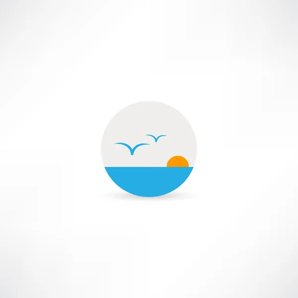 Sun sea abstractly icon — Stock Vector