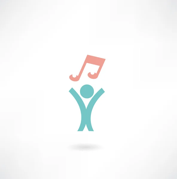 People with music icon — Stock Vector