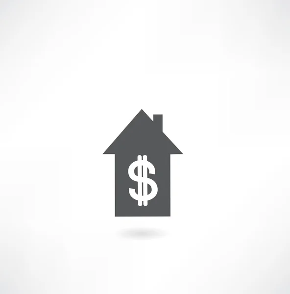 Icona della casa con icona del dollaro — Vettoriale Stock
