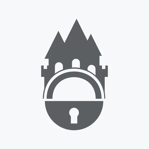 Castle and locking icon — Stock Vector