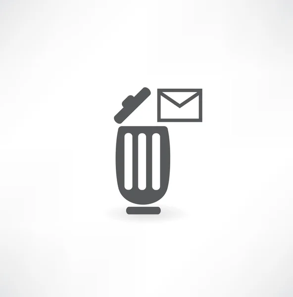 Un icono de correo único en una basura — Vector de stock