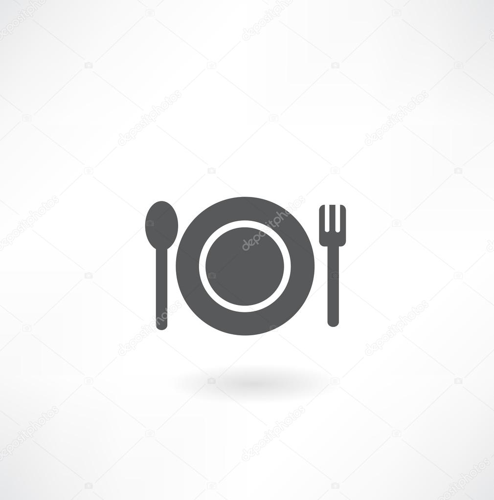 Plate with spoon and fork icon