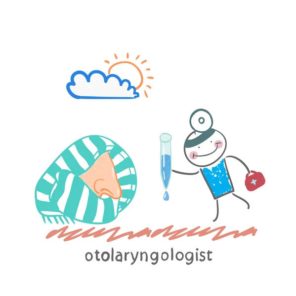 Otolaryngologist offers nasal drops — Stock Vector