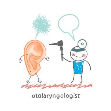 otolaryngologist boğaz kulak muamelesi yapıyor.