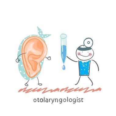 otolaryngologist bir hasta kulak damlası verir.