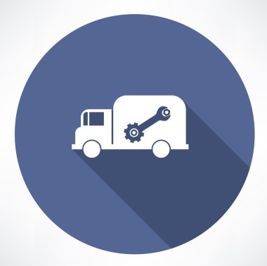 İngiliz anahtarı ve somun simgesi olan kamyon