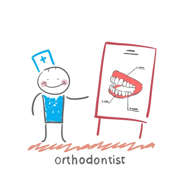 Ortodontista conta sobre dentes — Vetor de Stock