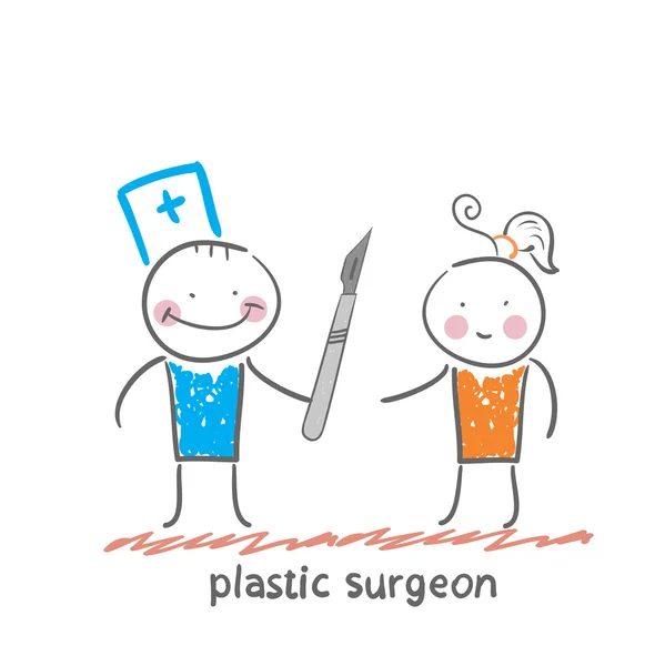 Chirurgien plastique avec un scalpel — Image vectorielle