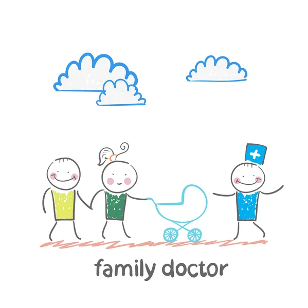 Médecin de famille traite le père — Image vectorielle