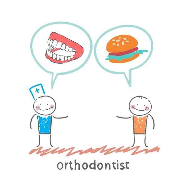 Orthodontist zegt tot de patiënt tanden — Stockvector