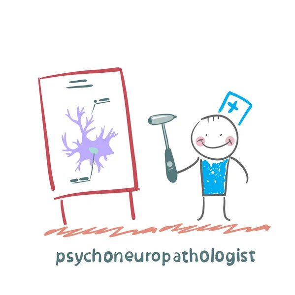 Psychoneuropathologist holds the hammer — Stock Vector