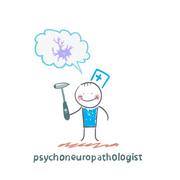 Psychoneuropathologist  holds a hammer — Stock Vector