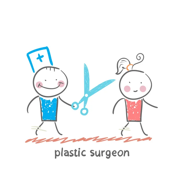 Plastic surgeon with scissors — Stock Vector