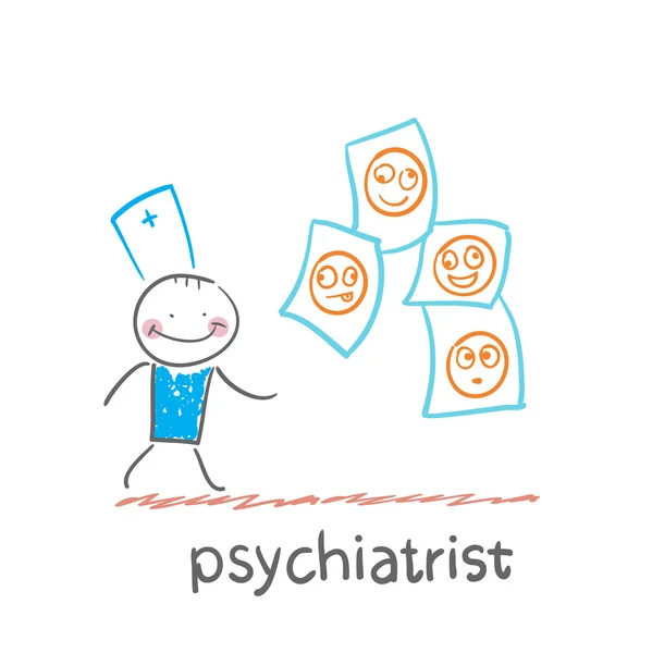 Psychiater studeren foto 's — Stockvector