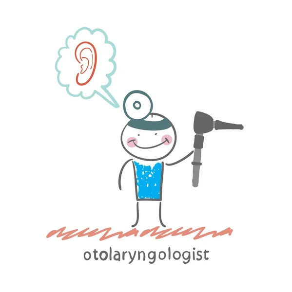 Otolaryngologist holding tool — Stock Vector