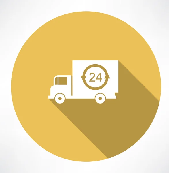 Un camión entrega 24h icono — Vector de stock