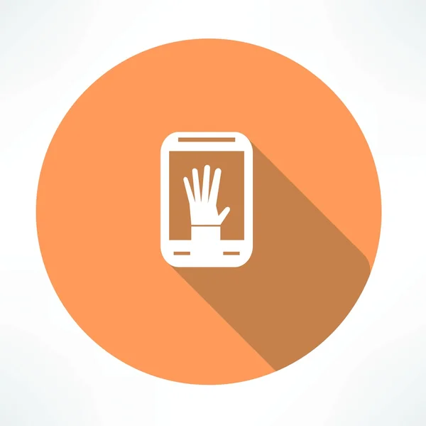 Hand in smartphone pictogram — Stockvector