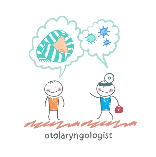 Otolaryngologist azt mondja, hogy a baktériumok — Stock Vector