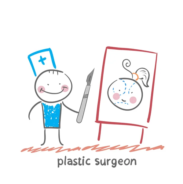 Plastic surgeon with a scalpel — Stock Vector